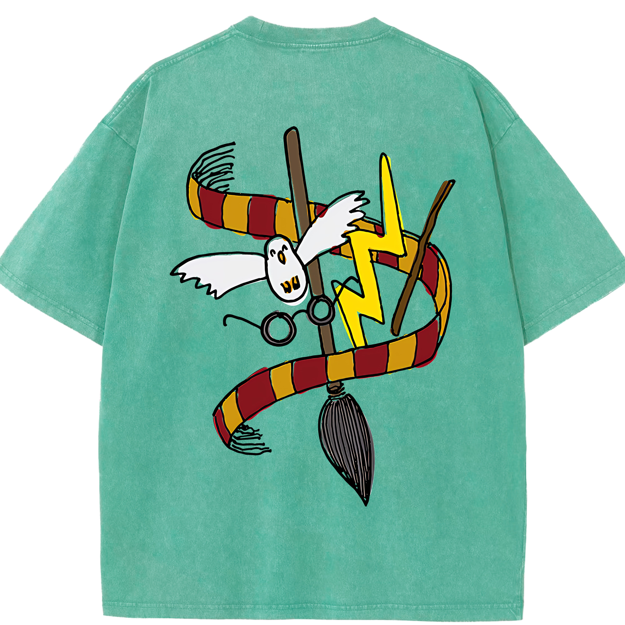 （画像用） Harry Potter ハリー・ポッターシリーズ 綿100% ヴィンテージ風 半袖Tシャツ（背面プリント）